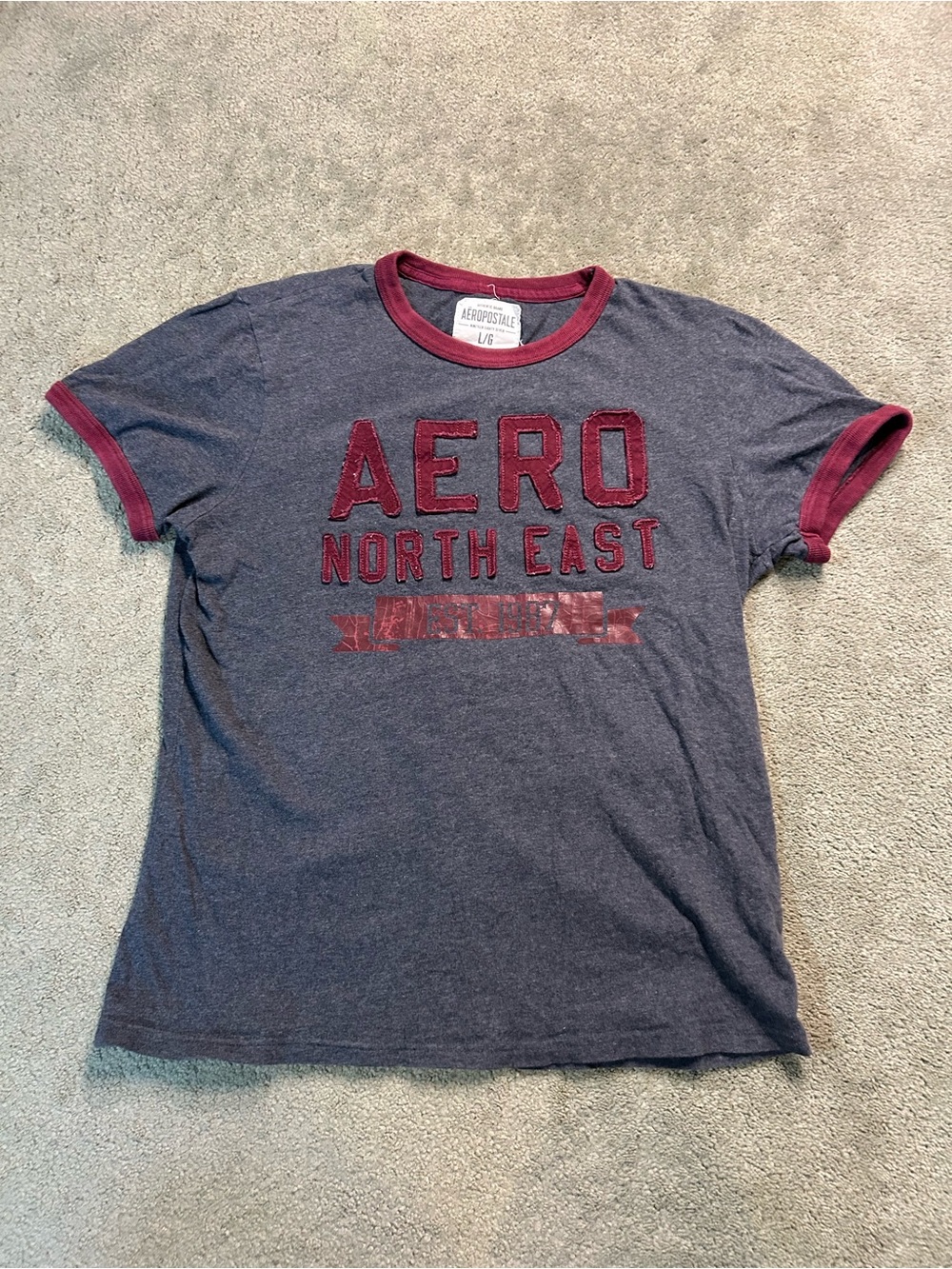 Vintage Y2K Aeropostale T Shirt Size Large Embroidered Ringer Tee